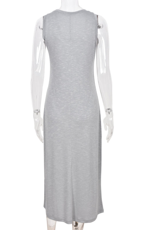 Summer Knit Halter Tank Dress – Retro Sleeveless Spaghetti Strap