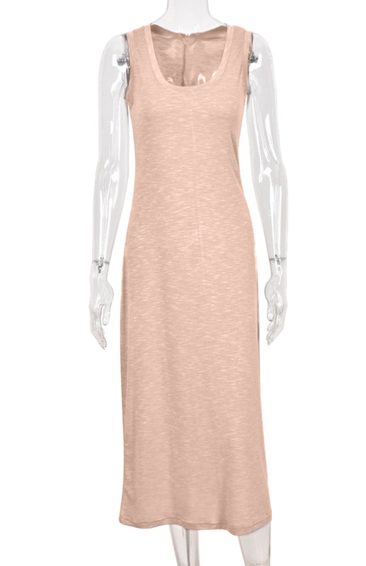 Summer Knit Halter Tank Dress – Retro Sleeveless Spaghetti Strap