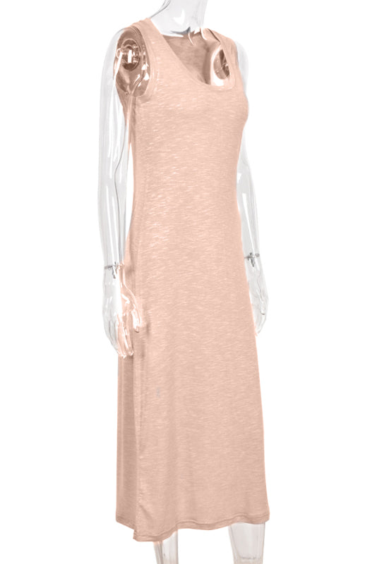 Summer Knit Halter Tank Dress – Retro Sleeveless Spaghetti Strap