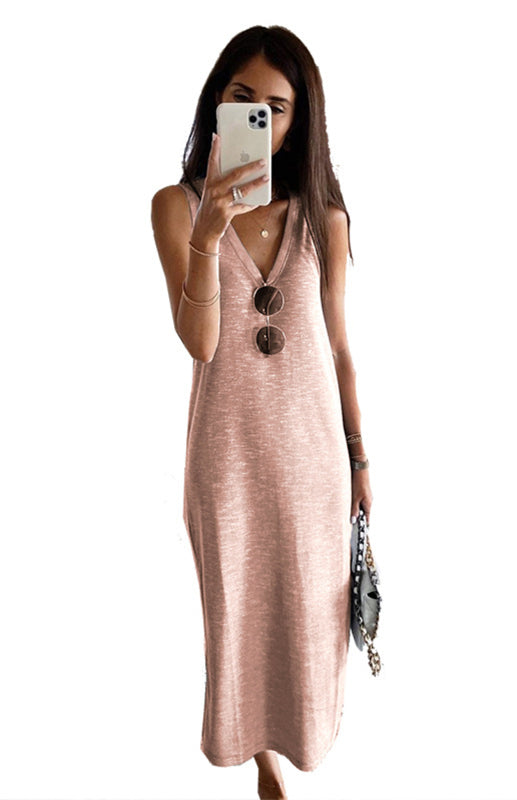 Summer Knit Halter Tank Dress – Retro Sleeveless Spaghetti Strap