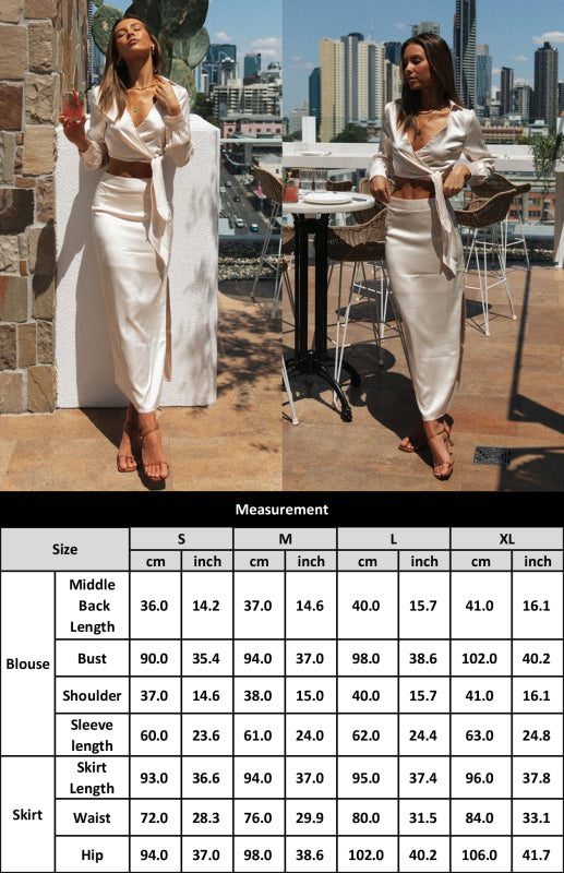 Elegant Satin Wrap Dress with Long Sleeves – Retro Spring-Summer Style