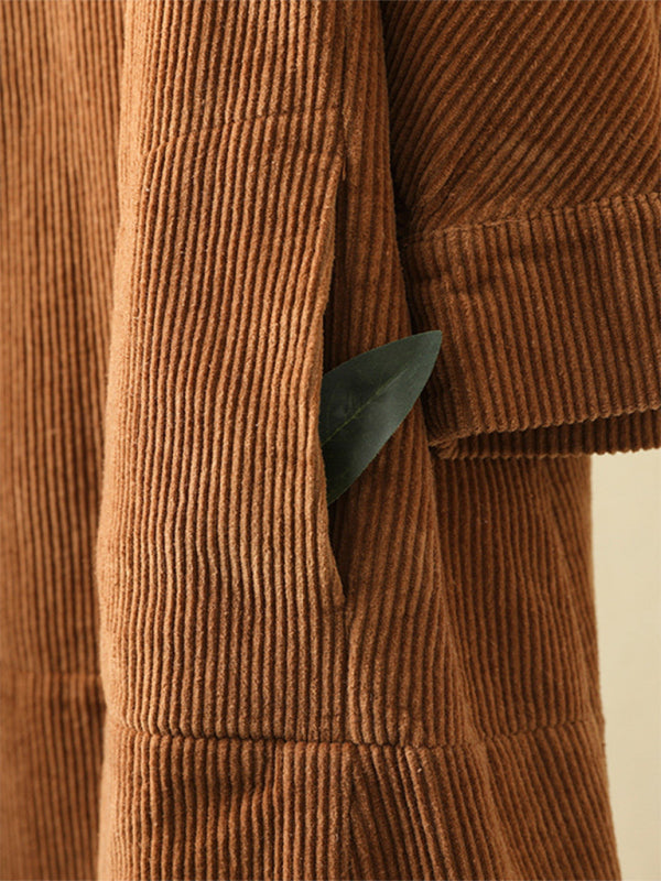 Retro Corduroy Sleeveless Dress – Vintage Solid Look for Chilly Seasons