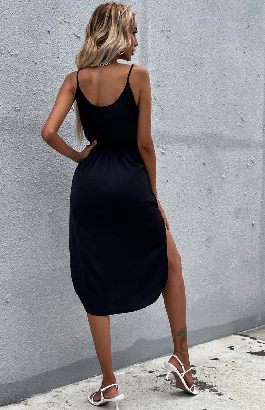Sleeveless Belted Midi Dress – Solid Bohemian Style for Spring & Summer