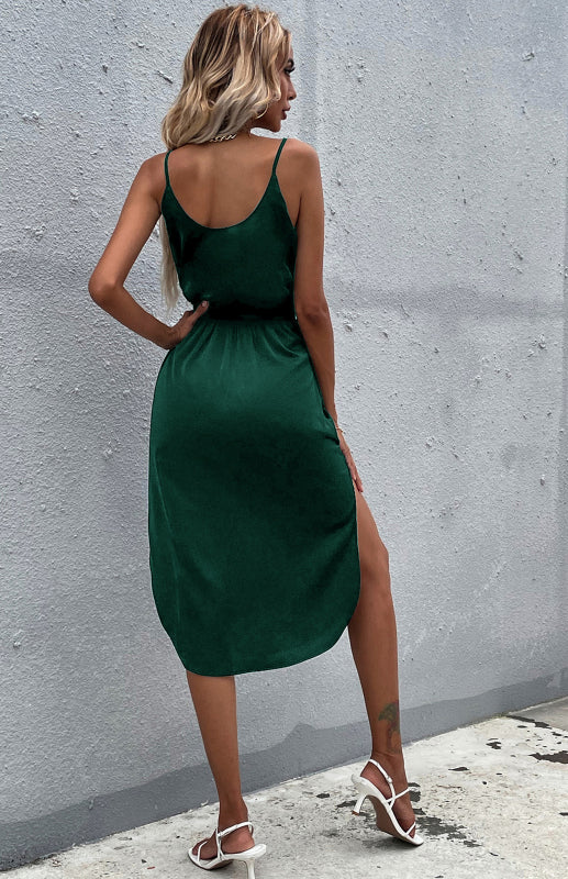 Sleeveless Belted Midi Dress – Solid Bohemian Style for Spring & Summer