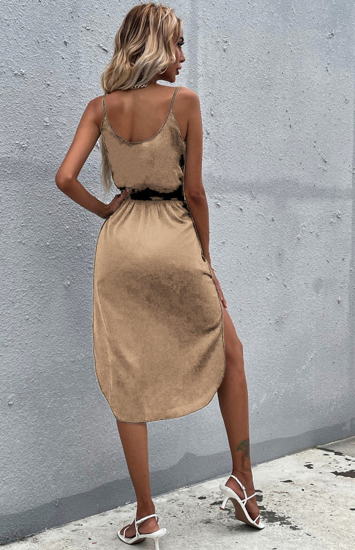 Sleeveless Belted Midi Dress – Solid Bohemian Style for Spring & Summer