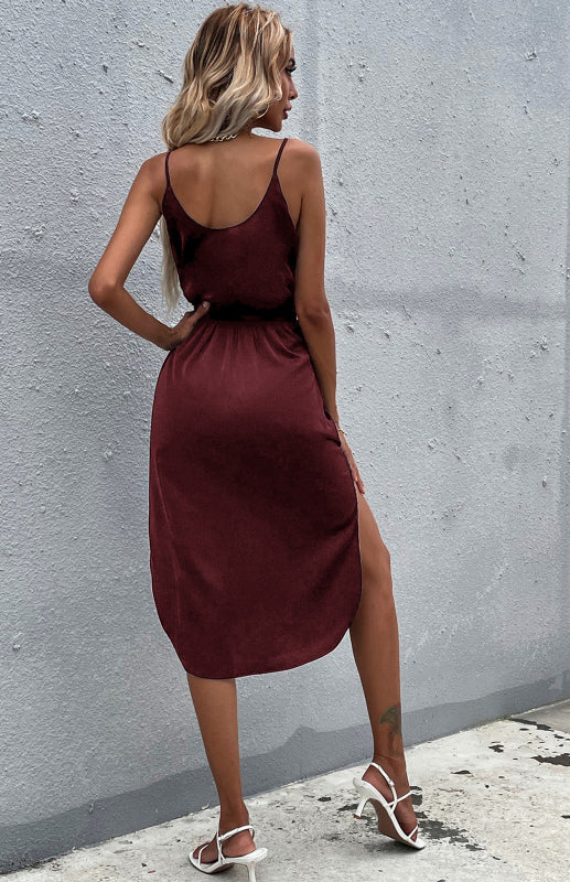 Sleeveless Belted Midi Dress – Solid Bohemian Style for Spring & Summer