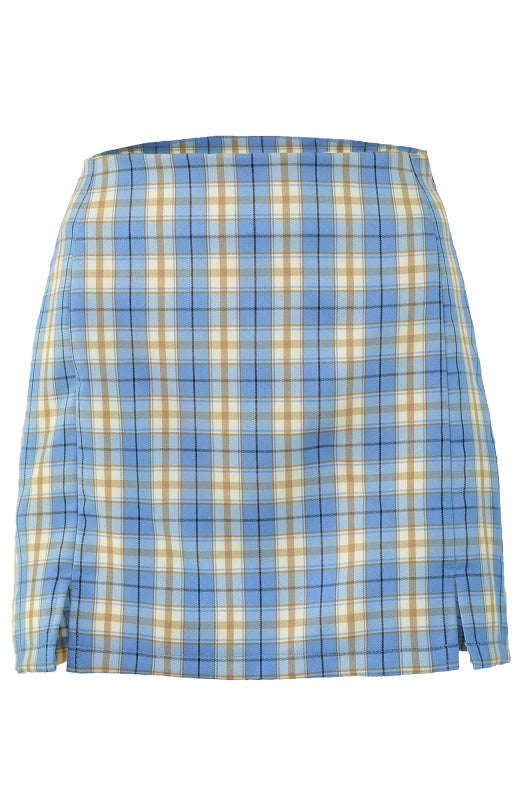 Plaid High Waist Wrap Skirt with Side Split
