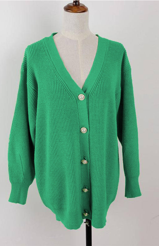 Candy Color Loose Knit V-Neck Cardigan