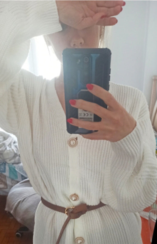 Candy Color Loose Knit V-Neck Cardigan