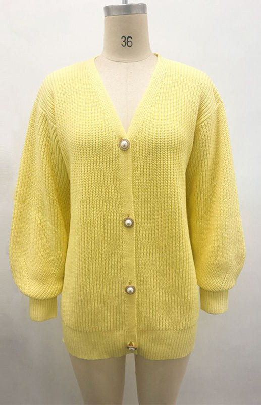 Candy Color Loose Knit V-Neck Cardigan