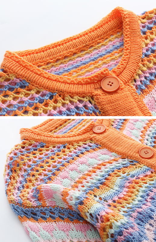 Rainbow Striped Knit Cardigan
