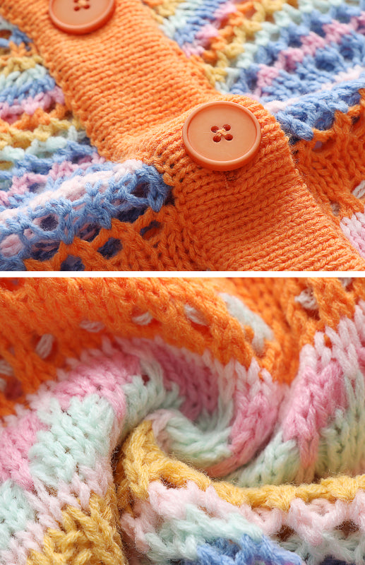 Rainbow Striped Knit Cardigan