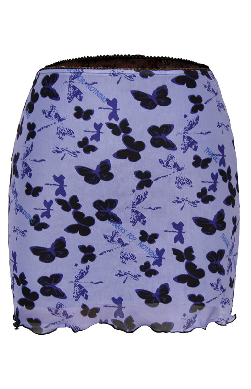 Printed Mesh High Waist Mini Skirt