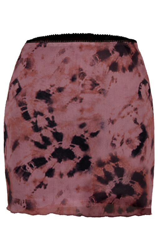 Printed Mesh High Waist Mini Skirt