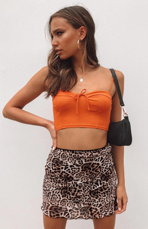 Printed Mesh High Waist Mini Skirt