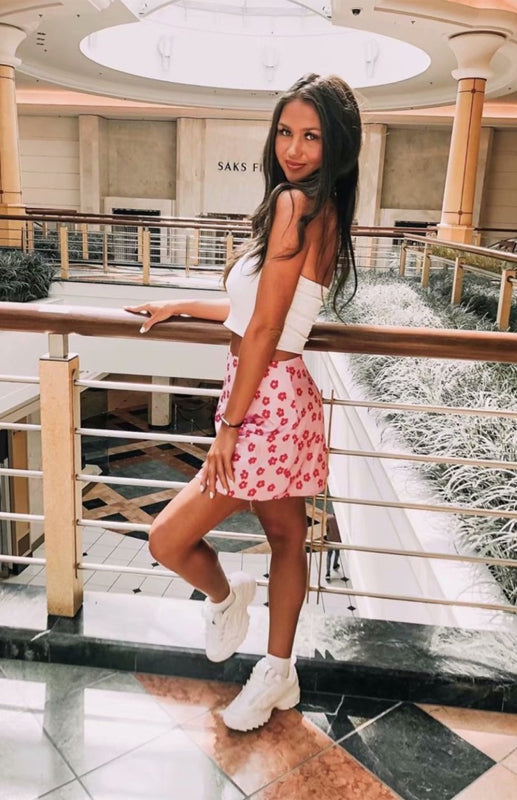 Floral High Waist Satin Skirt – Smiling Maria