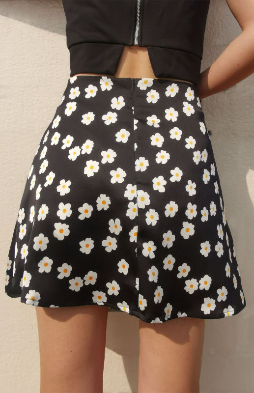 Floral High Waist Satin Skirt – Smiling Maria