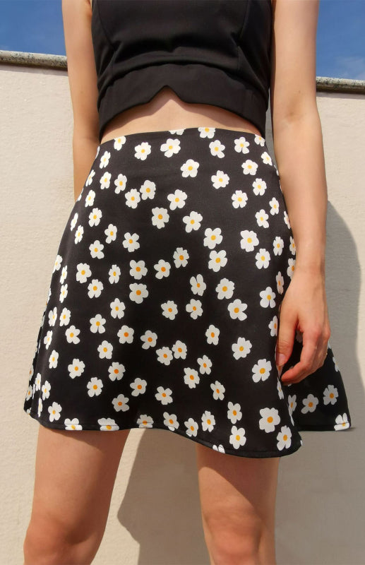 Floral High Waist Satin Skirt – Smiling Maria