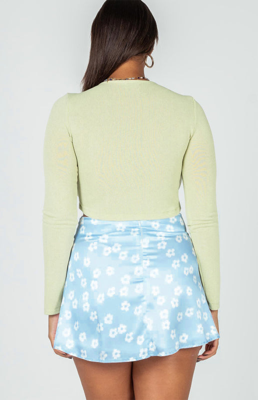 Floral High Waist Satin Skirt – Smiling Maria