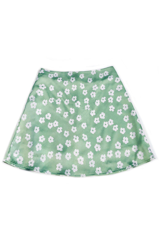 Floral High Waist Satin Skirt – Smiling Maria