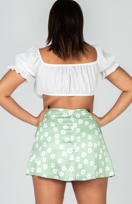 Floral High Waist Satin Skirt – Smiling Maria