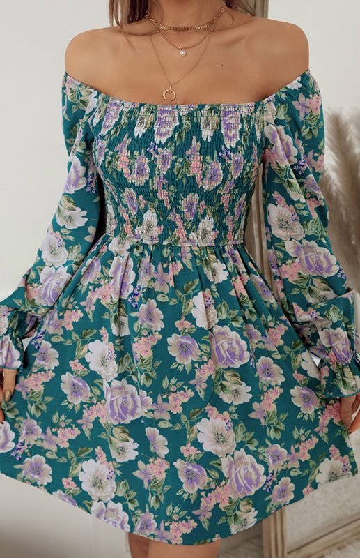 Floral Square Neck Mini Dress – Puff Sleeves & Retro Fit