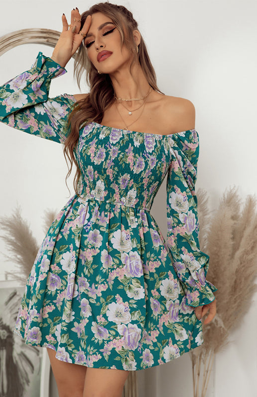 Floral Square Neck Mini Dress – Puff Sleeves & Retro Fit