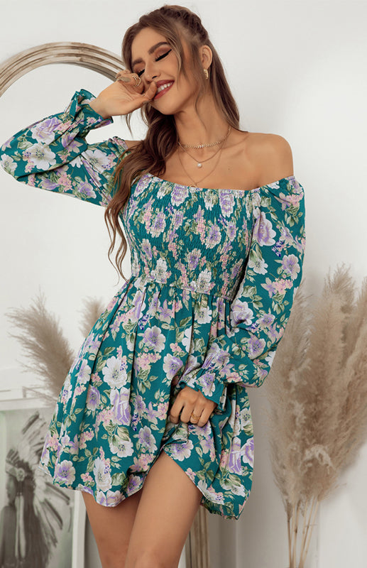 Floral Square Neck Mini Dress – Puff Sleeves & Retro Fit