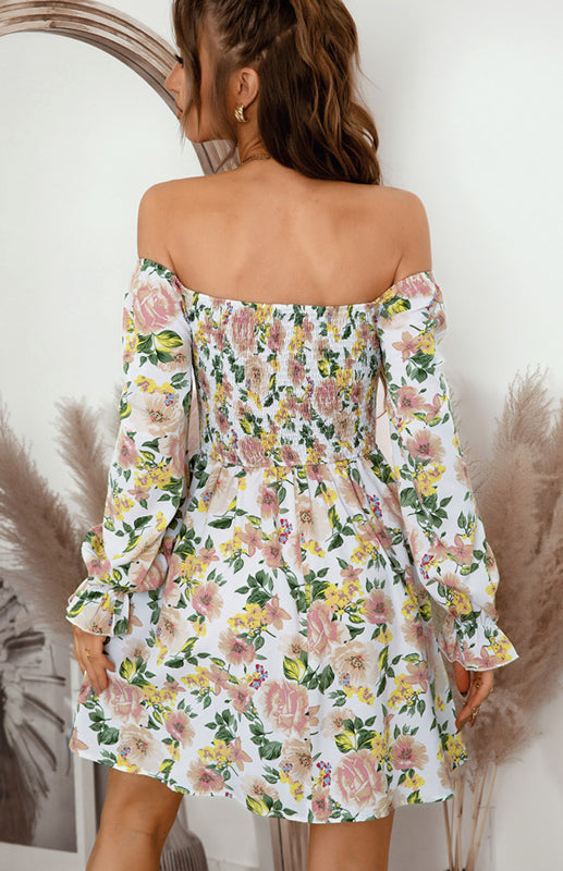 Floral Square Neck Mini Dress – Puff Sleeves & Retro Fit