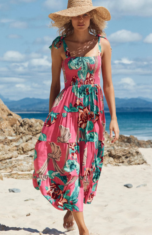 Women's Boho Pop Print Holiday Maxi Dress