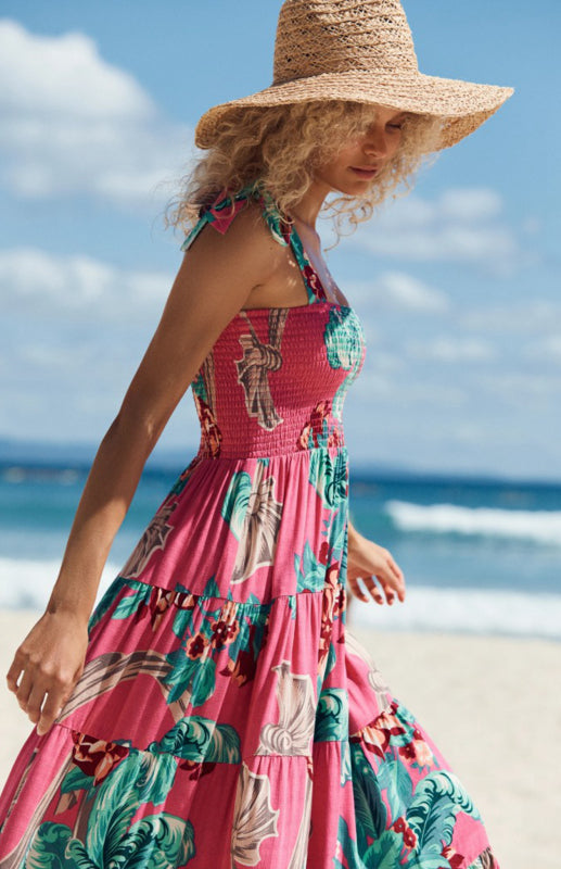 Women's Boho Pop Print Holiday Maxi Dress