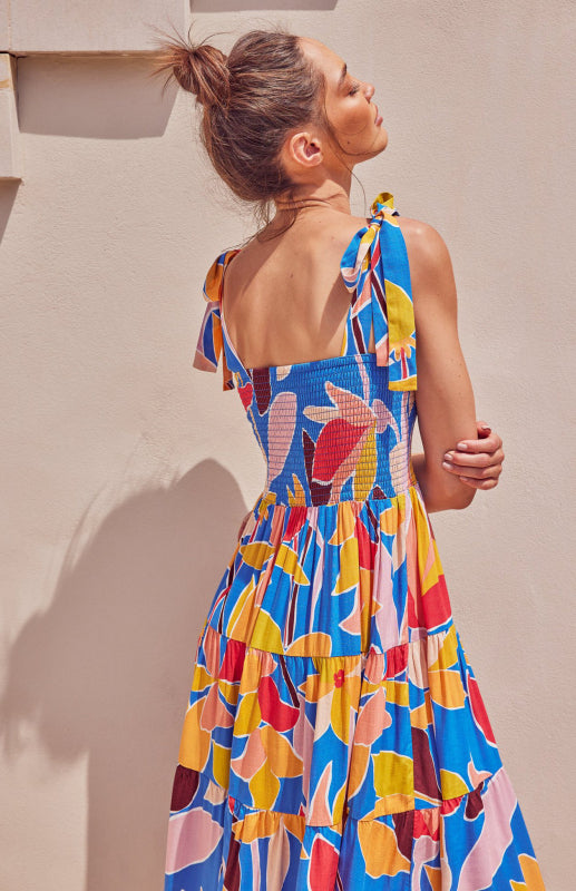 Women's Boho Pop Print Holiday Maxi Dress