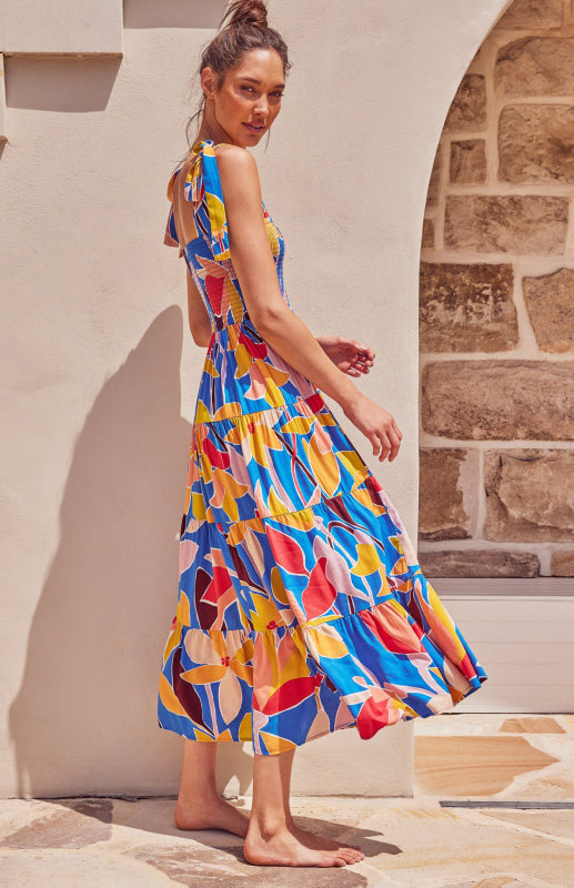 Women's Boho Pop Print Holiday Maxi Dress