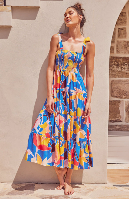 Women's Boho Pop Print Holiday Maxi Dress