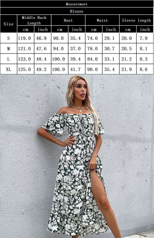 Floral One-Shoulder Midi Dress – Lightweight Boho Style with High Waist