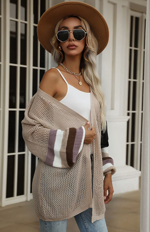 Women's Colorblock Open Front Knit Sweater