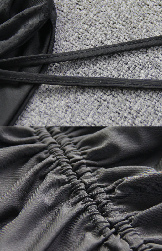 One-Shoulder Lace-Up Hollow Bodycon Dress