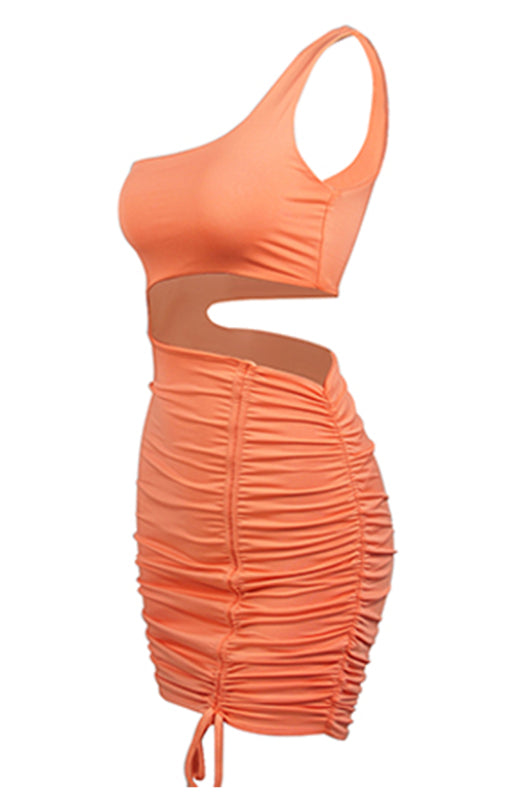 One-Shoulder Lace-Up Hollow Bodycon Dress