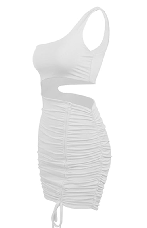 One-Shoulder Lace-Up Hollow Bodycon Dress
