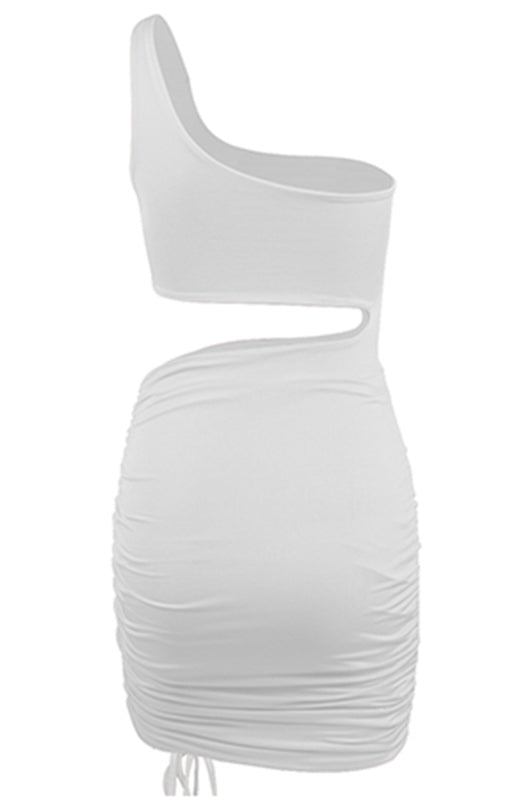 One-Shoulder Lace-Up Hollow Bodycon Dress