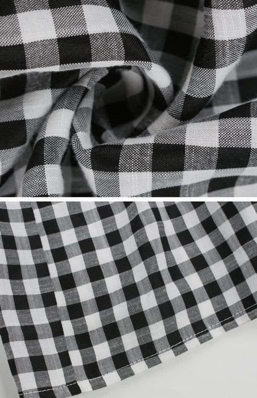 Plaid Short Sleeve Swing Midi Dress – Spring-Summer Lightweight Elegance