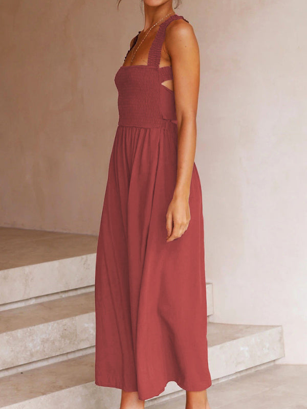 Sleeveless Cotton Linen Midi Sling Dress - Boho Summer Look
