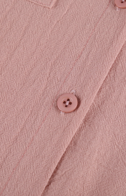 Short Sleeve Shirt Dress with Lapel, Pockets & Flax Texture – Sizes S–5XL