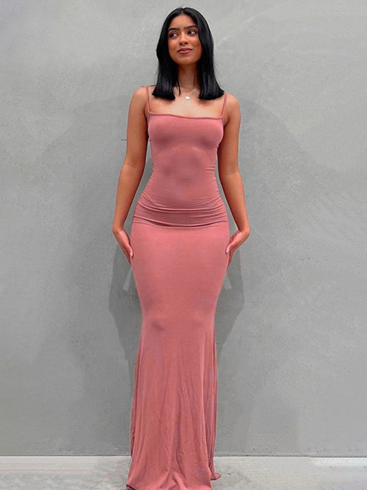 Slim Sleeveless High Waist Knit Midi Dress – Spring Casual Style