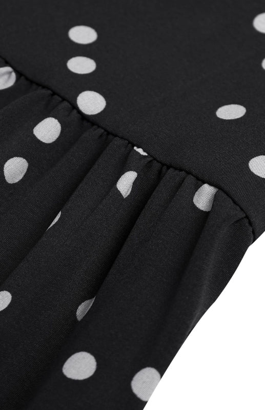 Polka Dot V-Neck Sleeveless Maxi Dress – Floral Tie Waist Summer Style