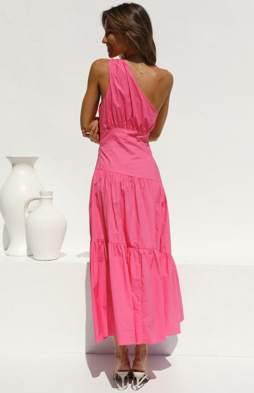 Women's One Shoulder Gathered Long Dress