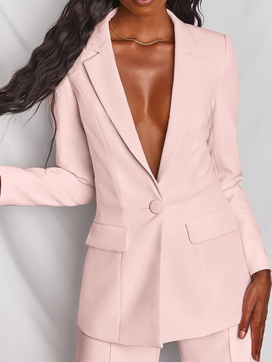 Women's Lapel Collar Long Sleeve Shirt – Flap Pocket Detail, Cotton Blend