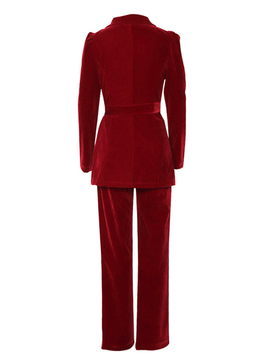 Chic Tailored Blazer & Pants Set for Women - Long Sleeve, Autumn Officewear