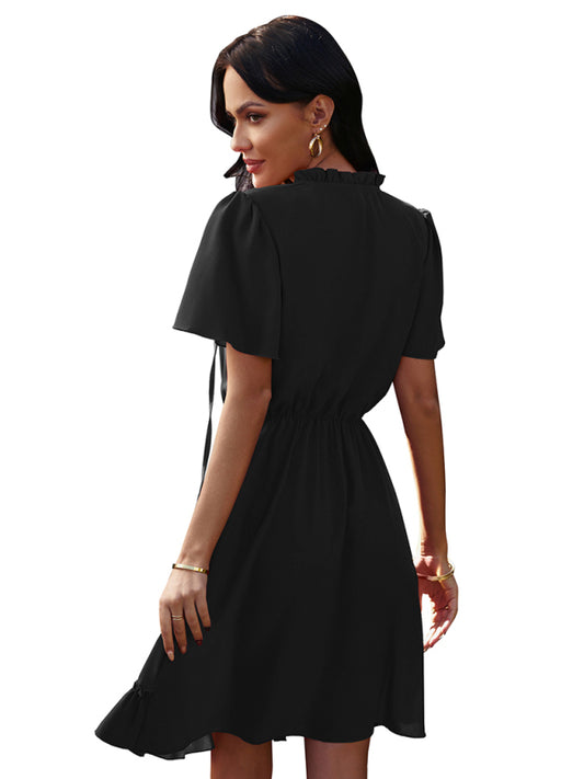 High Neck Ruffle Midi Dress – Elegant Fit, Lightweight & Flowy