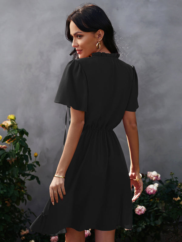 High Neck Ruffle Midi Dress – Elegant Fit, Lightweight & Flowy